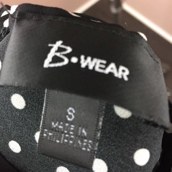 B-wear back and white polka dot cold shoulder top - Picture 5 of 5